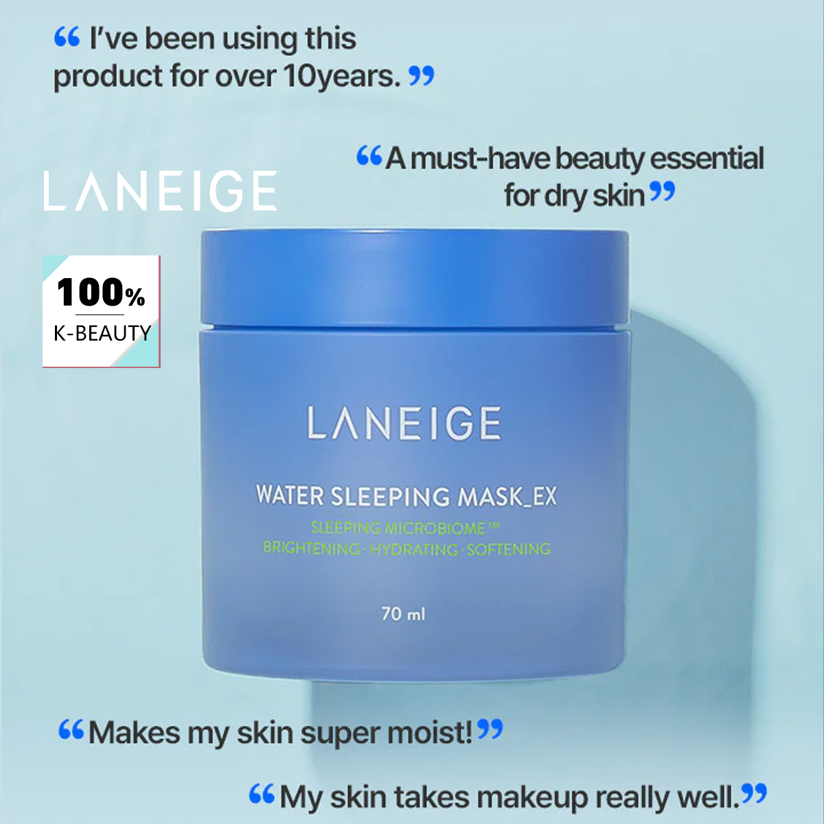 Luxury Skincare Treatments - LANEIGE วอเตอร์สลีปปิ้งมาส์ก 70 มล., ให้ความชุ่มชื้นข้ามคืน, บำรุงผิวล้ำลึก,