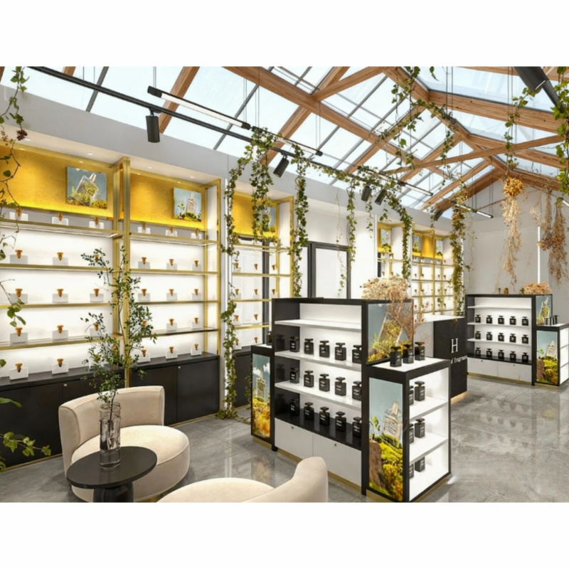 Luxury Skincare Shop - ชั้นวางผลิตภัณฑ์ดูแลผิวแบบกำหนดเอง ตู้โชว์น้ำหอม ชั้นวางโชว์น้ำหอมสำหรับวางน้ำหอมสุดหรูในร้าน